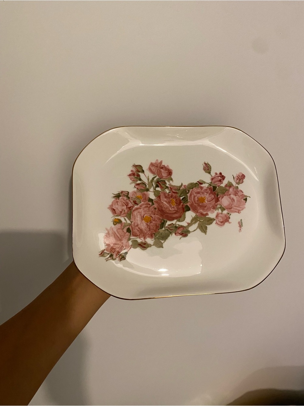 Floral Rose Bone china Dish designed by Elizabeth Berry - collectibles